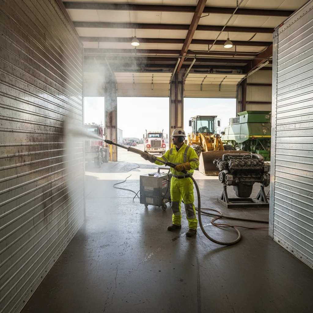 Mobile dry ice blasting on Reefer trailer underbody — Spokane, WA — Summit Cryo