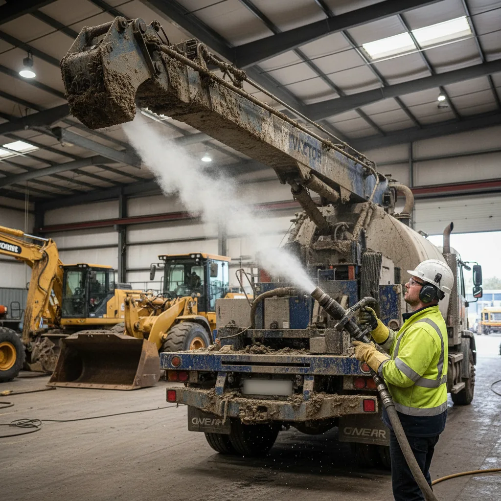 Mobile dry ice blasting on Vactor truck pump assembly — Boise, ID — Summit Cryo