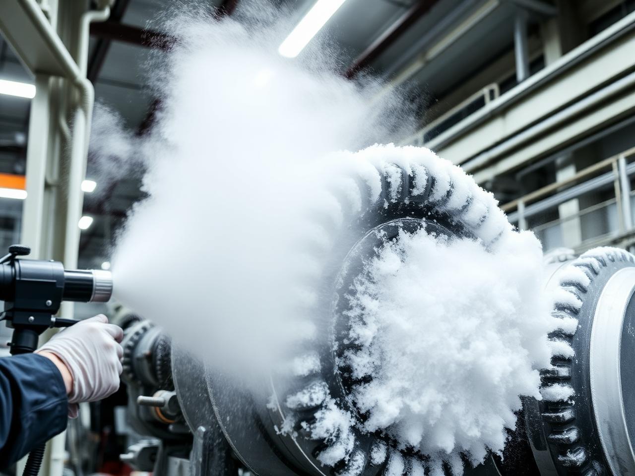 Mobile dry ice blasting on Production gearbox housing — Bozeman, MT — Summit Cryo