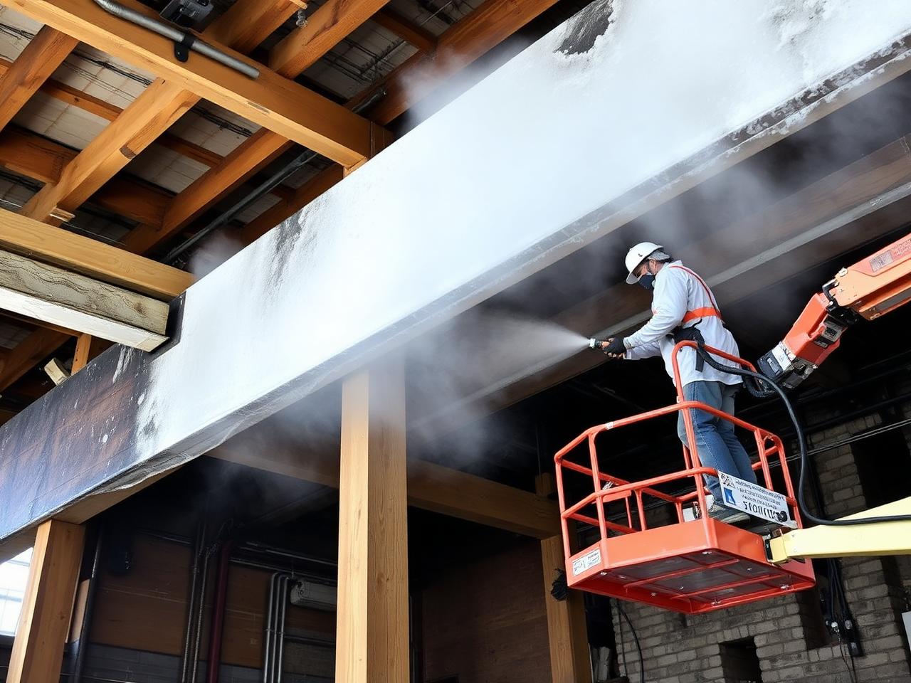 Mobile dry ice blasting on Charred glulam beam — Coeur d'Alene, ID — Summit Cryo