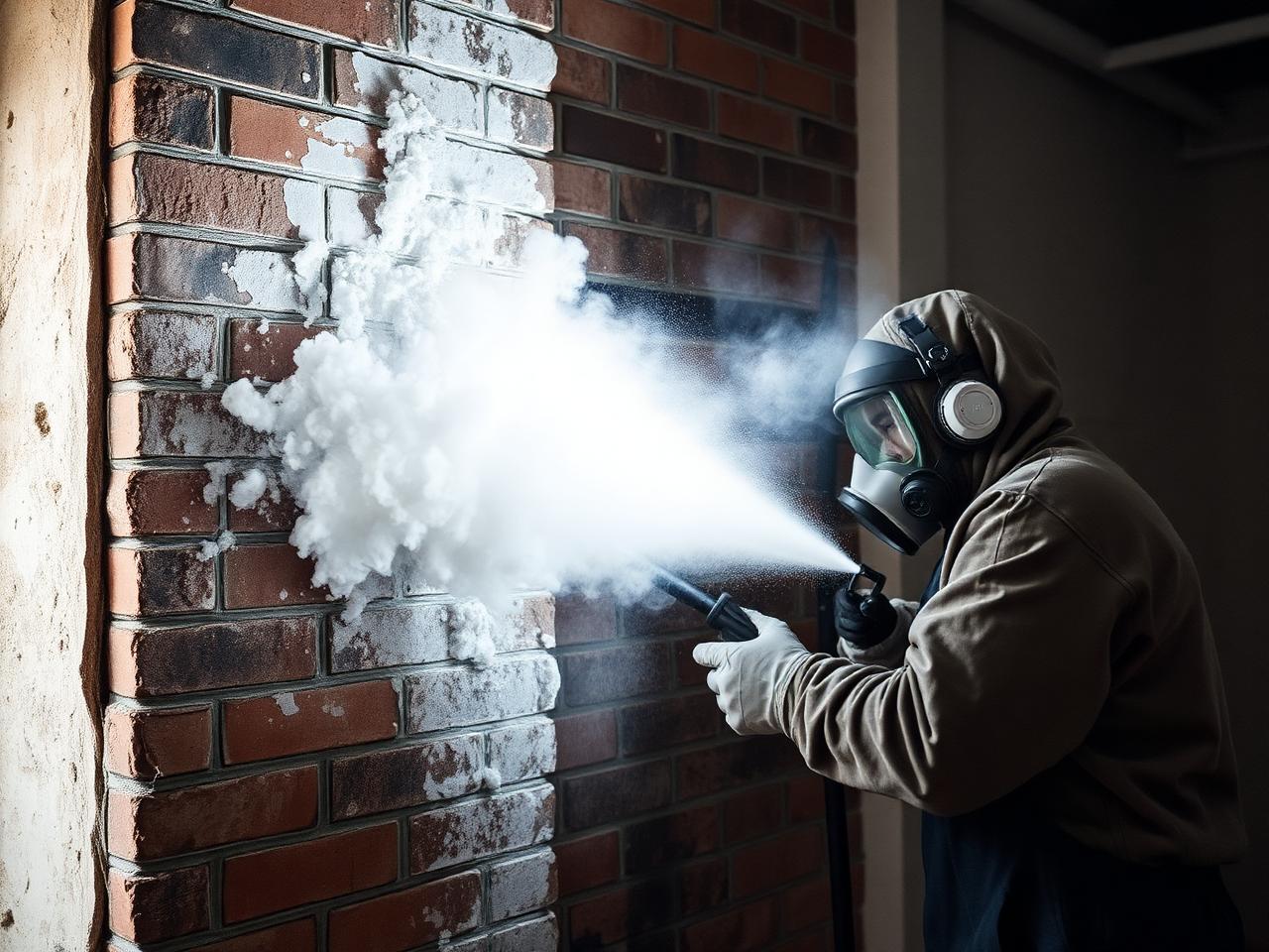 Mobile dry ice blasting on Smoke-damaged brick wall — Bozeman, MT — Summit Cryo